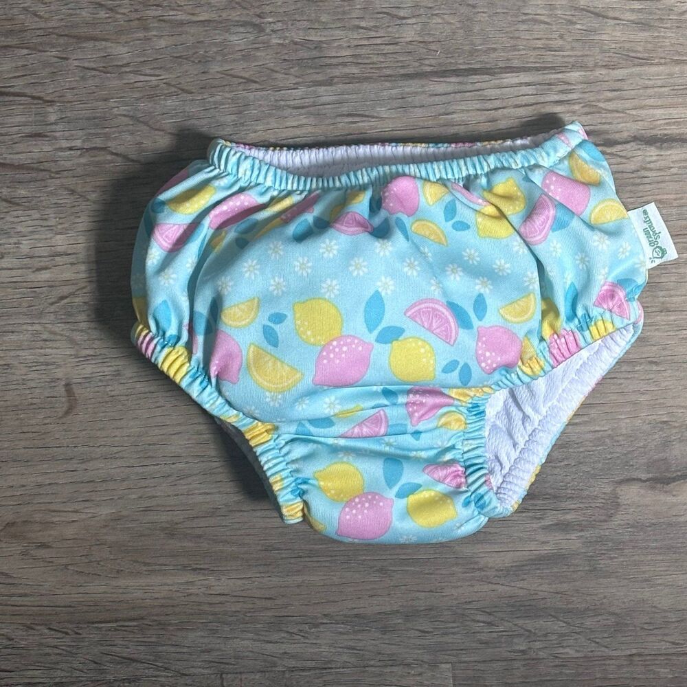 i play. by Green Sprouts Baby Swim Diaper 12M Reusable Pull-Up Blue Lemon Print